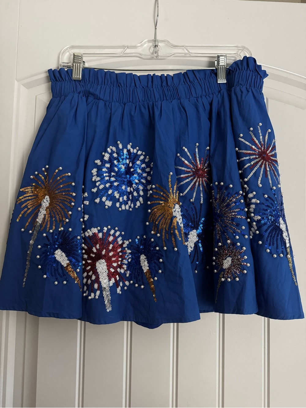 QUEEN OF SPARKLES Royal Blue Firework Sequin Mini Skort